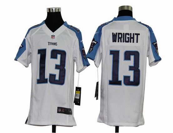 Youth Nike NFL Tennessee Titans 13 Wright white stitched jersey