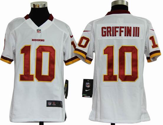 Youth Nike NFL Washington Redskins 10 Griffin III white stitched jersey