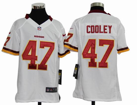 Youth Nike NFL Washington Redskins 47# Cooley white stitched jersey