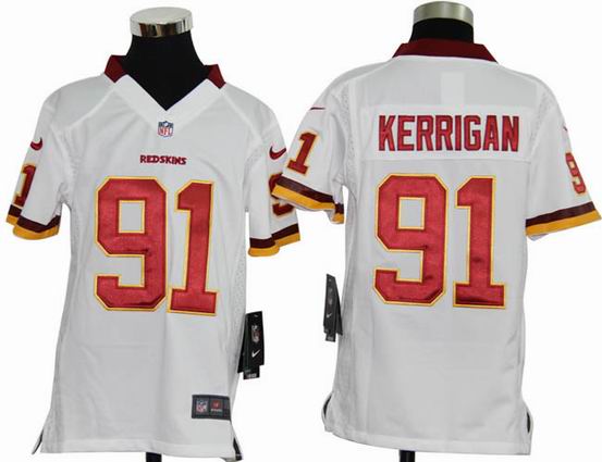Youth Nike NFL Washington Redskins 91 Kerrigan white stitched jersey