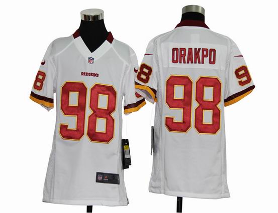 Youth Nike NFL Washington Redskins 98 Orakpo white stitched jersey