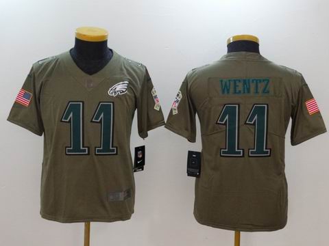 Youth Nike nfl Eagles #11 Wentz Olive Salute To Service Limited Jersey
