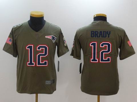 Youth Nike nfl Patriots #12 Brady Olive Salute To Service Limited Jersey
