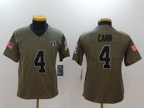 Youth Nike nfl Raiders #4 CARR Olive Salute To Service Limited Jersey