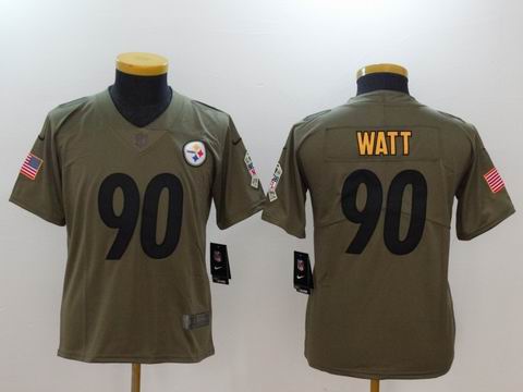 Youth Nike nfl Steelers #90 Watt Olive Salute To Service Limited Jersey