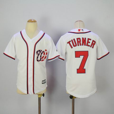 Youth mlb Washington Nationals #7 Turner white jersey