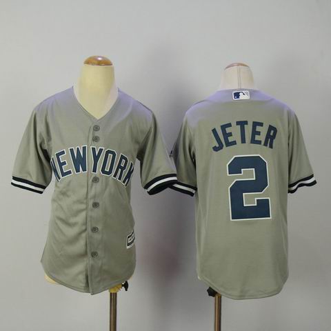 Youth mlb yankees #2 jeter grey jersey