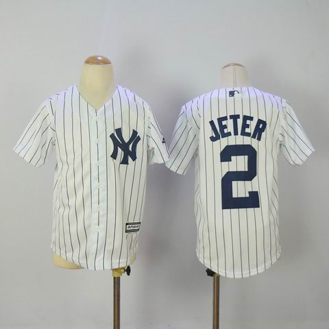 Youth mlb yankees #2 jeter white jersey