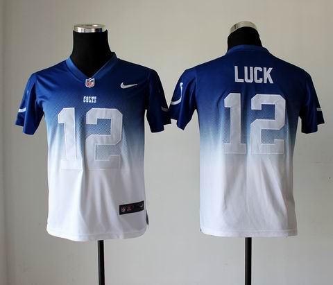 Youth nfl Colts 12 Luck Drift Fashion II blue white Jersey