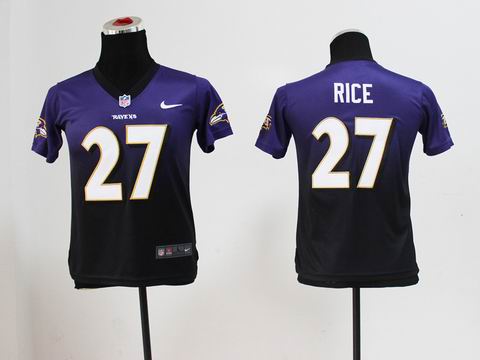 Youth nfl Ravens 27 Rice Drift Fashion II purple black Jersey