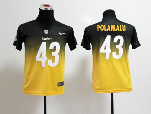 Youth nfl Steelers 43 Polamalu Drift Fashion II black yellow Jersey