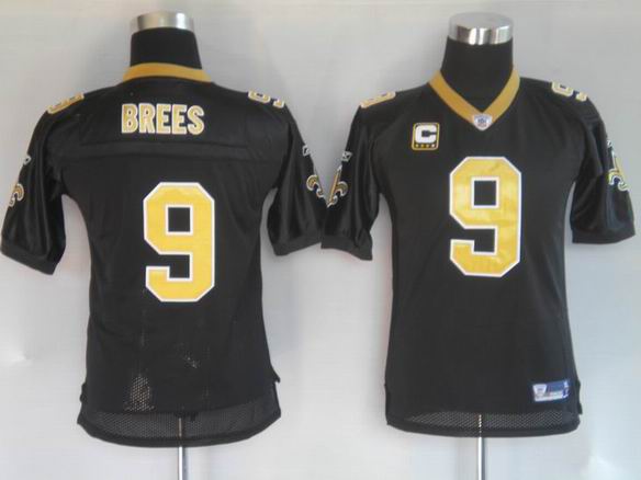 NFL New Orleans Saints 9 Brees black Youth Jersey C patch