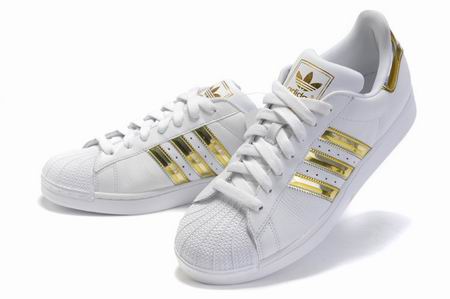 adidas Superstar shoes white golden