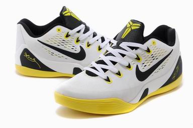 kobe 9 shoes white black yellow