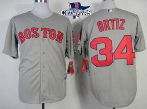 mlb Boston Red Sox #34 David Ortiz grey jersey 2013 WS champions patch