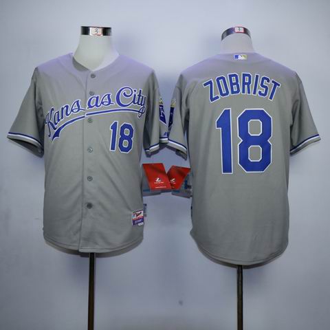 mlb Kansas City Royals #18 Zobrist grey jersey
