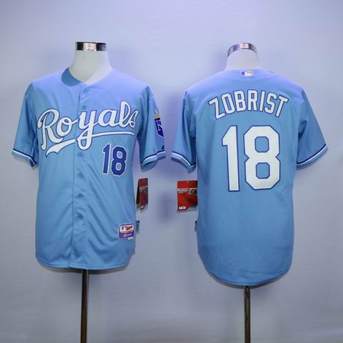 mlb Kansas City Royals #18 Zobrist light blue jersey