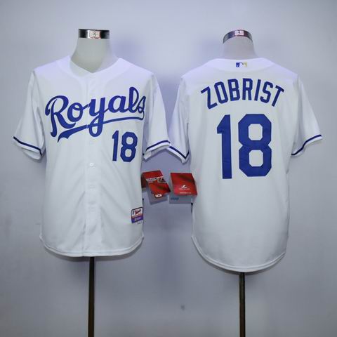 mlb Kansas City Royals #18 Zobrist white jersey