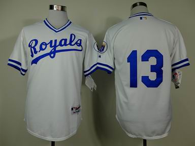 mlb Royals 13# throwback white jersey