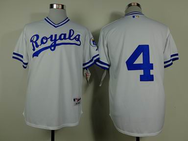 mlb Royals 4# throwback white jersey