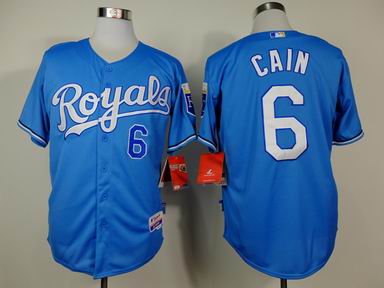 mlb Royals 6# Cain light blue jersey
