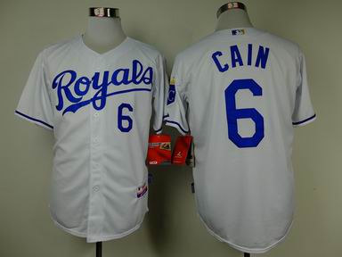mlb Royals 6# Cain white jersey
