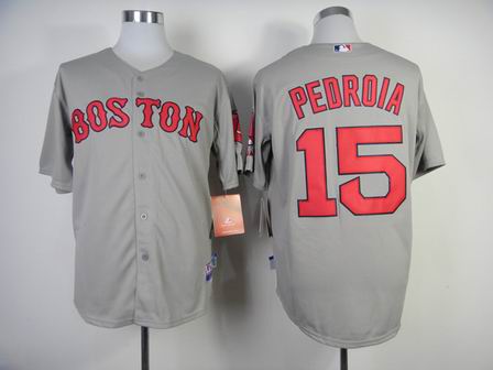 mlb boston red sox #15 pedroia grey jersey