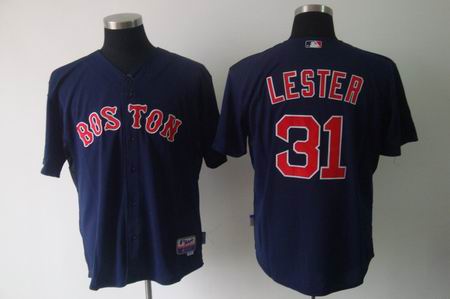 mlb boston red sox #31 lester dark blue cool base jersey