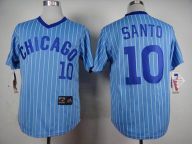 mlb chicago cubs #10 Santo blue white strip jersey