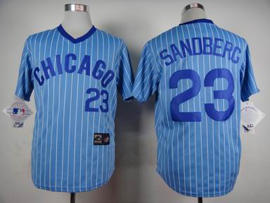mlb chicago cubs #23 Sandberg blue white strip jersey