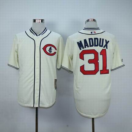 mlb chicago cubs #31 maddux cream 1929 m&n jersey