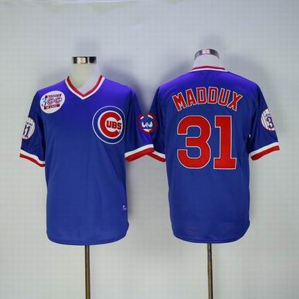 mlb chicago cubs #31 maddux m&n blue jersey