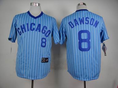 mlb chicago cubs #8 Dawson blue white strip jersey