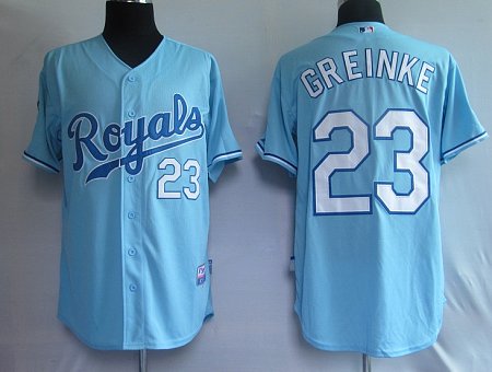 mlb kansas city royals #23 greinke light blue cool base