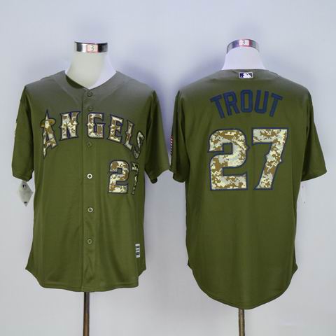 mlb los angeles angels #27 Trout green jersey