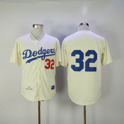 mlb los angeles dodgers #32 cream 1955 throwback jersey