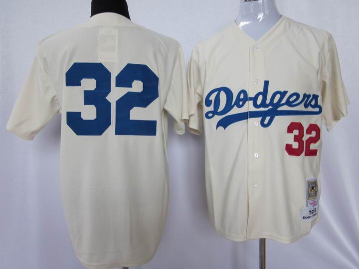 mlb los angeles dodgers #32 koufax cream m&n
