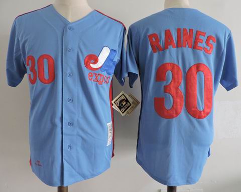 mlb montreal expos #30 raines m&n blue jersey