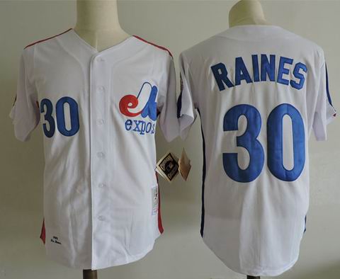 mlb montreal expos #30 raines m&n white jersey
