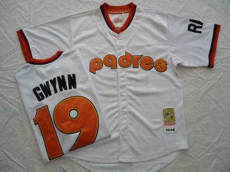 mlb san diego padres #19 gwynn m&n white 1948