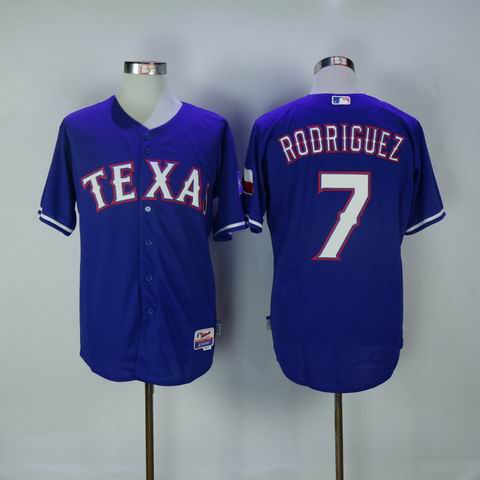 mlb texas rangers #7 Rodriguez blue jersey