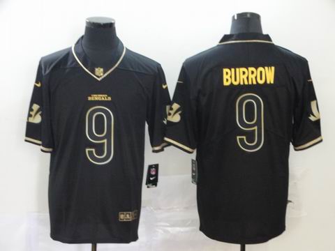 nfl Bengals #9 Burrow black golden jersey