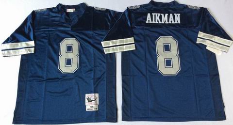 nfl dallas cowboys #8 Aikman blue throwback jersey