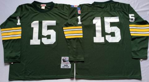 nfl green bay packers #15 green long sleeve throwback jersey