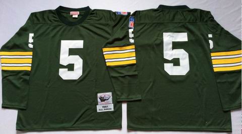 nfl green bay packers #5 green long sleeve throwback jersey