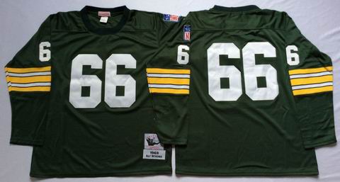 nfl green bay packers #66 green long sleeve throwback jersey