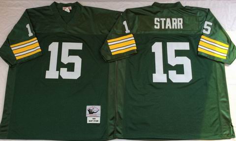 nfl green bay packers 15 Starr green throwback jersey