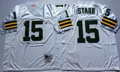nfl green bay packers 15 Starr white throwback jersey