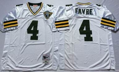 nfl green bay packers 4 Brett Favre white throwback 75th patch