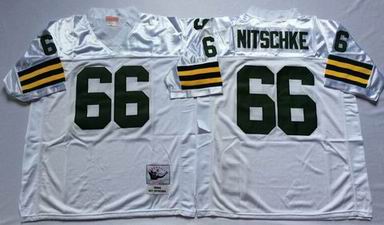 nfl green bay packers 66 Nitschke white throwback jersey
